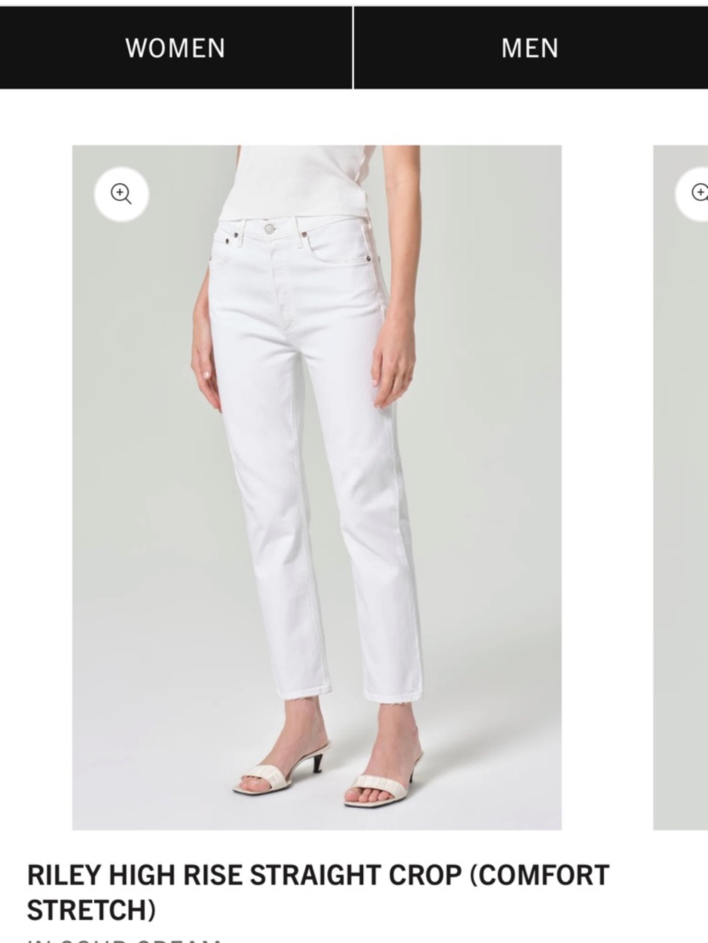 AGOLDE Riley White Straight Leg Crop Jeans